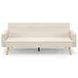 ID MARKET - Canapé droit scandinave 3 places convertible LARS en velours côtelé beige - vignette
