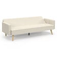 ID MARKET - Canapé droit scandinave 3 places convertible LARS en velours côtelé beige - vignette