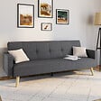 ID MARKET - Canapé droit scandinave 3 places convertible LARS en tissu gris - vignette