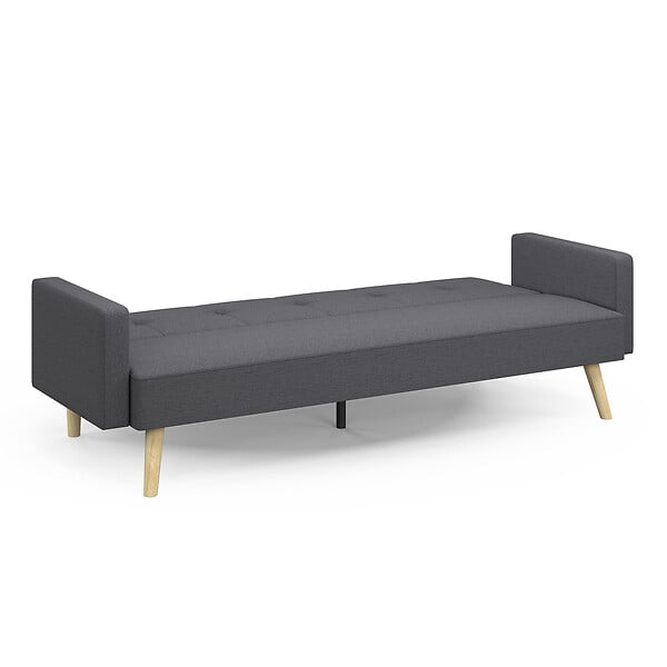 ID MARKET - Canapé droit scandinave 3 places convertible LARS en tissu gris - large