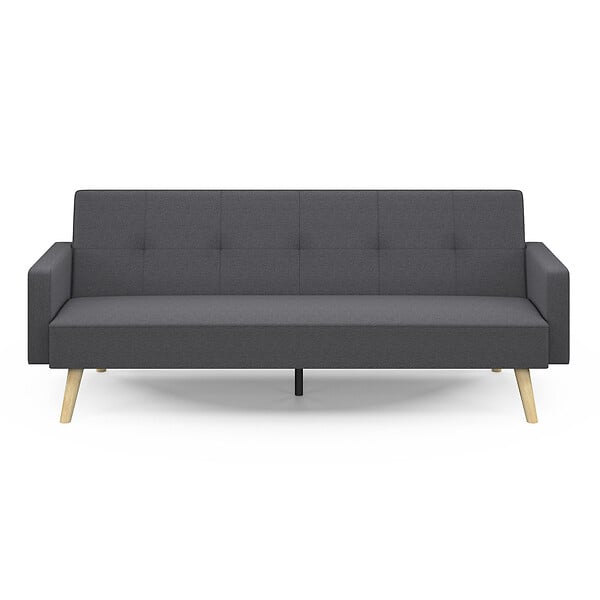 ID MARKET - Canapé droit scandinave 3 places convertible LARS en tissu gris - large