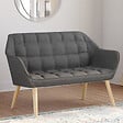 ID MARKET - Canapé droit scandinave 2 places CASTILLE en tissu matelassé gris anthracite - vignette