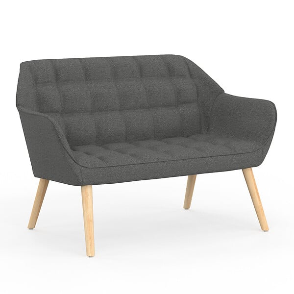 ID MARKET - Canapé droit scandinave 2 places CASTILLE en tissu matelassé gris anthracite - large