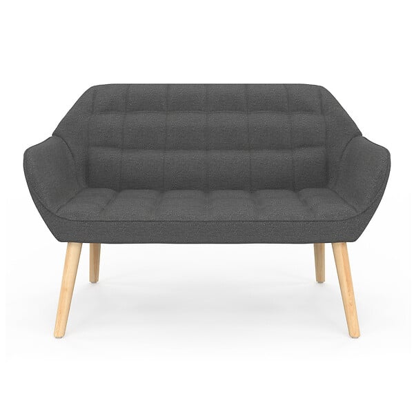 ID MARKET - Canapé droit scandinave 2 places CASTILLE en tissu matelassé gris anthracite - large