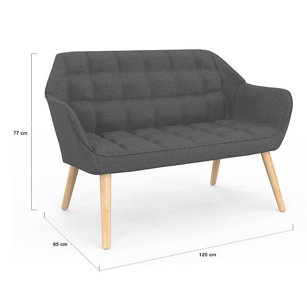 ID MARKET - Canapé droit scandinave 2 places CASTILLE en tissu matelassé gris anthracite - large