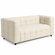 ID MARKET - Canapé droit 2 places capitonné AMANCE en tissu bouclette beige - vignette