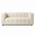 ID MARKET - Canapé droit 2 places capitonné AMANCE en tissu bouclette beige - vignette