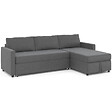 ID MARKET - Canapé d'angle convertible avec méridienne coffre NOAH en tissu gris anthracite - vignette