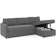 ID MARKET - Canapé d'angle convertible avec méridienne coffre NOAH en tissu gris anthracite - vignette