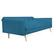 ID MARKET - Canapé droit scandinave 3 places convertible LARS en tissu bleu canard - vignette