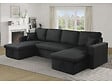 HABITAT ET JARDIN - Canapé d'angle panoramique convertible en tissu "Alain" - 4 places - Noir - vignette