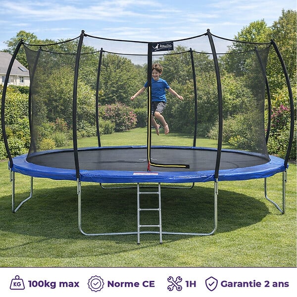 KANGUI - Trampoline rond Ø 430cm avec filet de sécurité et échelle - FPR 430 - large
