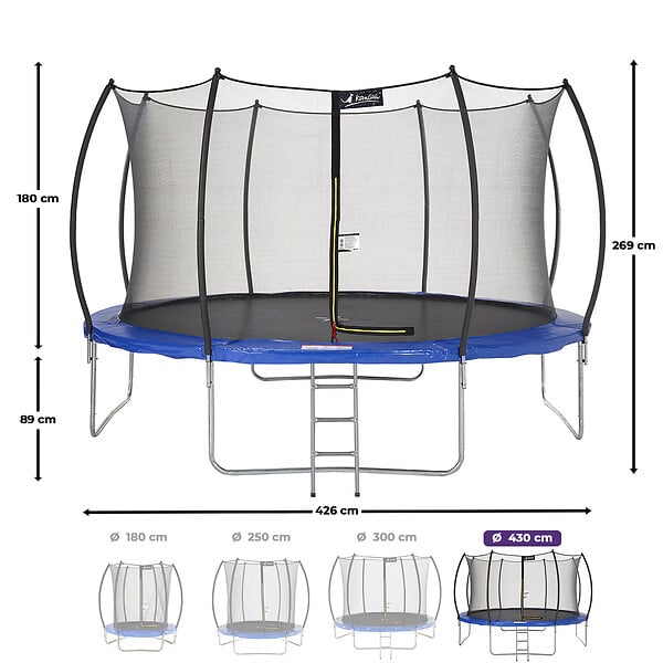 KANGUI - Trampoline rond Ø 430cm avec filet de sécurité et échelle - FPR 430 - large