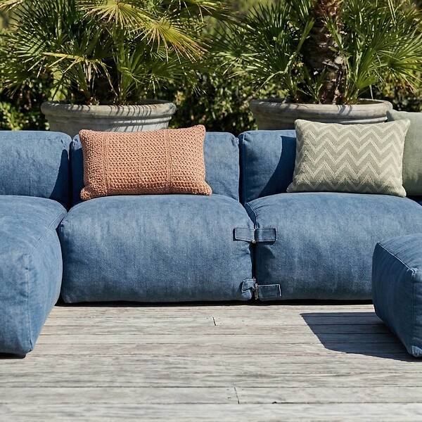 OVIALA - Salon de jardin modulable 5 places bleu pacific - Mixi - large