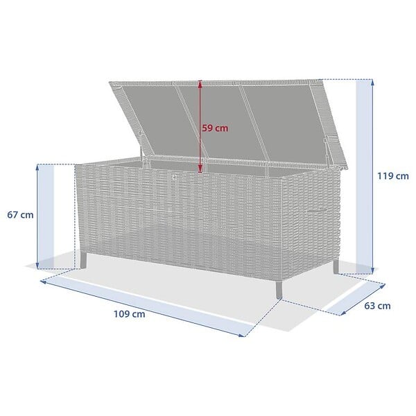 HESPERIDE - Coffre de rangement 300L Bayana savana en résine tressée - large