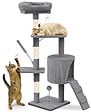 VOUNOT - Arbre a chat 112cm multi niveaux Griffoir et niche Gris - vignette
