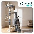 VOUNOT - Arbre a chat 112cm multi niveaux Griffoir et niche Gris - vignette