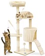 VOUNOT - Arbre a chat 112cm multi niveaux Griffoir et niche Beige - vignette