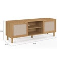 ID MARKET - Meuble TV 140 cm ROBIN 2 portes bois et tissu effet lin - vignette