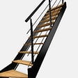 KORDO - Escalier bois quart-tournant droit noir avec garde-corps à LED intégrées, Diverso KORDO - vignette