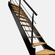 KORDO - Escalier bois quart-tournant gauche noir avec garde-corps à LED intégrées, Diverso KORDO - vignette