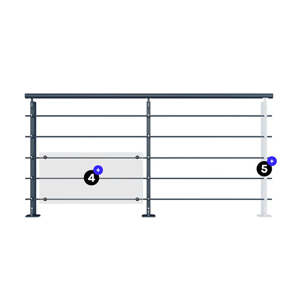 KORDO - Kit garde-corps aluminium gris anthracite 2m pose à plat, Initio KORDO - large