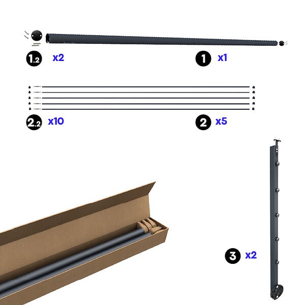 KORDO - Kit garde-corps aluminium gris anthracite 2m pose latérale, Initio KORDO - large