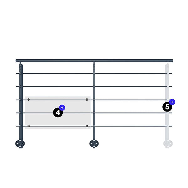 KORDO - Kit garde-corps aluminium gris anthracite 2m pose latérale, Initio KORDO - large