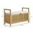 HOMCOM - Banc à chaussures coffre de rangement 2 en 1 avec coussin bambou - vignette