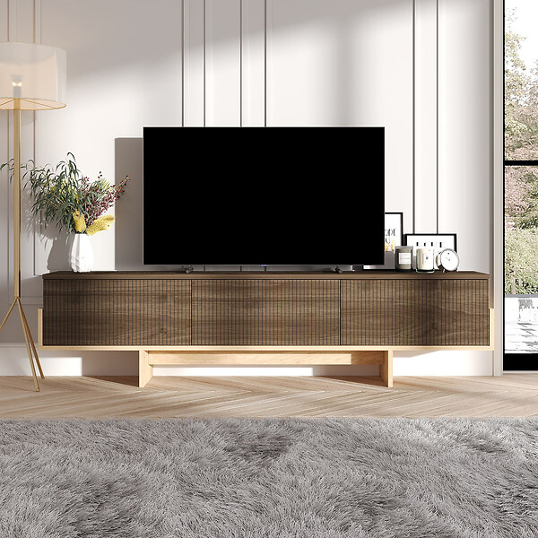 HABITAT ET JARDIN - Meuble TV en bois "Hege" - 180 x 30 x 44 cm - Marron - large