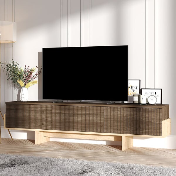 HABITAT ET JARDIN - Meuble TV en bois "Hege" - 180 x 30 x 44 cm - Marron - large