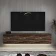 HABITAT ET JARDIN - Meuble TV suspendu en bois avec éclairage LED "Neon" - 160 x 32 x 35 cm - Marron - vignette