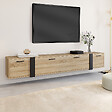 ID MARKET - Meuble TV 180 cm suspendu PHOENIX 3 portes design industriel - vignette