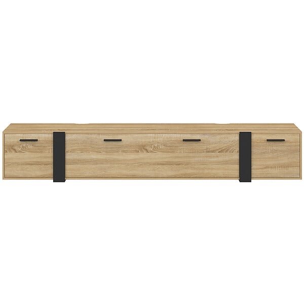ID MARKET - Meuble TV 180 cm suspendu PHOENIX 3 portes design industriel - large