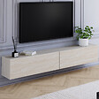 ID MARKET - Meuble TV 180 cm suspendu ELIO 2 portes bois effet travertin - vignette