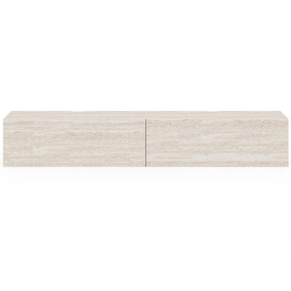 ID MARKET - Meuble TV 180 cm suspendu ELIO 2 portes bois effet travertin - large
