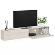 ID MARKET - Meuble TV 180 cm suspendu ELIO 2 portes bois effet travertin - vignette
