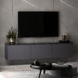HABITAT ET JARDIN - Meuble TV suspendu en bois avec éclairage LED "Neon" - 160 x 32 x 35 cm - Gris anthracite - vignette