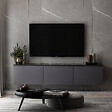 HABITAT ET JARDIN - Meuble TV suspendu en bois avec éclairage LED "Neon" - 160 x 32 x 35 cm - Gris anthracite - vignette
