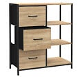 ID MARKET - Buffet d'appoint 3 tiroirs et étagères 70 cm UTAH design industriel - vignette