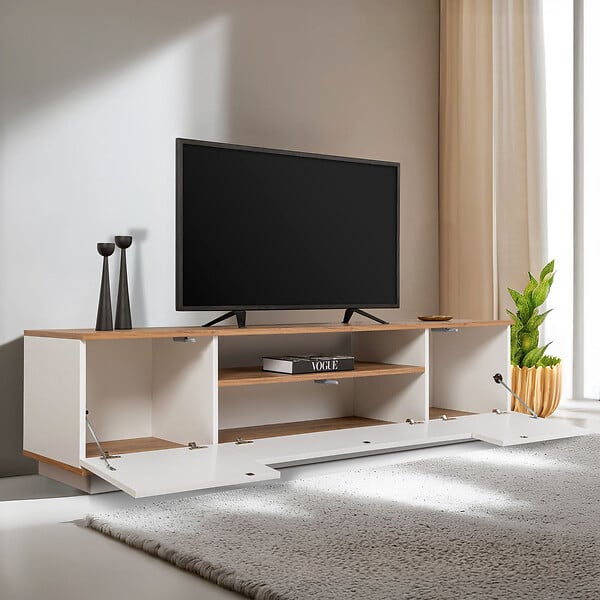 HABITAT ET JARDIN - Meuble TV en bois "Veramont" - 180 x 44 x 44 cm - Marron - large