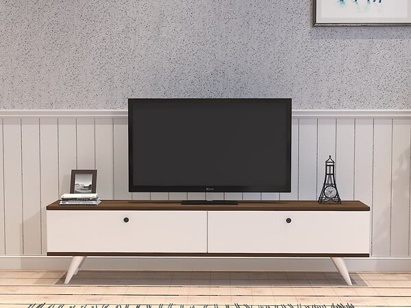 HABITAT ET JARDIN - Meuble TV en bois "Parlak" - 160 x 25 x 40 cm - Blanc - large