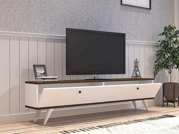HABITAT ET JARDIN - Meuble TV en bois "Parlak" - 160 x 25 x 40 cm - Blanc - large