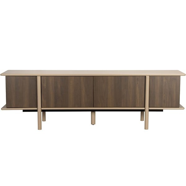 OVIALA - Meuble TV effet bois 4 portes 180 cm taupe - Nelio - large