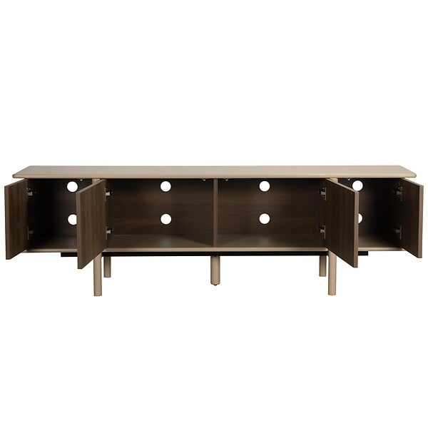 OVIALA - Meuble TV effet bois 4 portes 180 cm taupe - Nelio - large