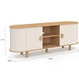 ID MARKET - Meuble TV 140 cm KANEL 2 portes effet cannelé beige et bois - vignette