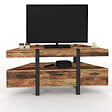 ID MARKET - Meuble TV 110 cm d'angle AUSTRIA bois pied épingle avec tiroirs - vignette
