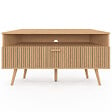 ID MARKET - Meuble TV 110 cm d'angle JULIETTE 1 porte effet lattes coloris chêne - vignette