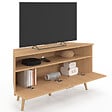 ID MARKET - Meuble TV 110 cm d'angle JULIETTE 1 porte effet lattes coloris chêne - vignette