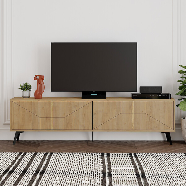 HABITAT ET JARDIN - Meuble TV en bois "Dune" - 180 x 29 x 50 cm - Beige - large